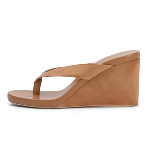 Flip Flops for Women Women's high-heeled slippers. About 12cm heel height Wedges slippers Brown (black) sandals .Flip flops.2