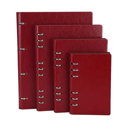 Cahier à feuilles mobiles A5 rouge avec classeur détachable pour notes