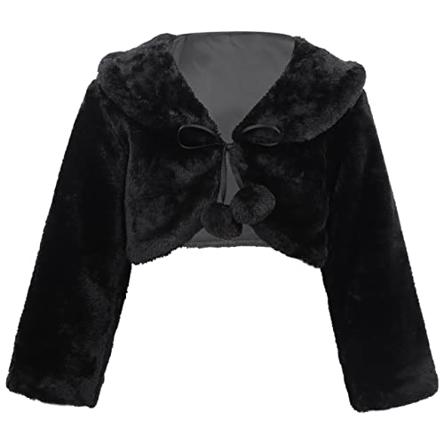 Kids Girls Winter Faux Fur Long Sleeve Bolero Shrug Party Wedding Flower Dress Coat Sweater Cardigan