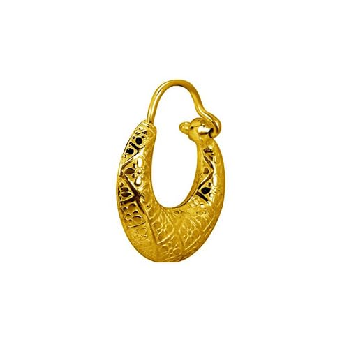 Image of SIVYAA Men's Single Piece Kaju Shape Bali Hoop Earrings | Pure 925 Silver | Size 10 mm to 16 mm | Textured Piercing Ear Ring | Bold Cool Look | Gift Item 4 Men Boys Kids | 6 Month Warranty, 1 Pcs