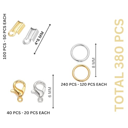 Image of Fold Over Crimp Cord Ends Jewelry Making Necklace Bracelet Anklet DIY Craft Supplies Gold 10 mm 380 Pieces
