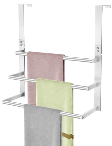 16Inch Over The Door Towel Rack VOTZAAQ Stainless Steel Over Door Towel Holder Door Towel Hanger with 3 Tier Towel Bars Over Door Towel Storage for Bathroom Brushed Nickel