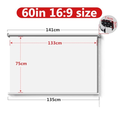 Pantalla de proyección manual de 60 pulgadas, 16:9, 4K HD, portátil y sin arrugas, montable en pared o techo, para cine en casa y fiestas al aire libre miniatura 4