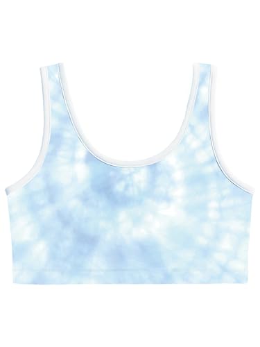 Image of BODYCARE Girls Crop Top with Cotton Spandex Sports | Double Layered & Non Wired |Full Coverage, Seamless, Racerback | Pack of 2 (Color & Print May Vary)