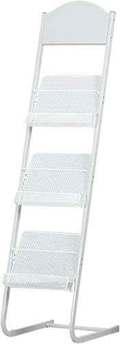 Revistero con soporte desmontable y 3 estantes para almacenamiento de oficina, sala de estar y baño