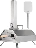Heidenfeld Pizzaofen Rimini - Pelletofen - Pizza Ofen - Separate Holzpellets 15 Kg - Pizzamaker inkl. Pizzaschaufel - Edelstahl - 500°C - Pizza Backofen - Outdoor Holzofen - Pizza Maker (Silber)