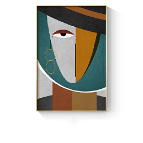 Abstrait géométrique visages moderne triptyque sans cadre pour mur vide - 5