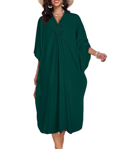 Image of Kaftan Dresses for Women V Neck Caftans Batwing Sleeve Beach Cover Ups