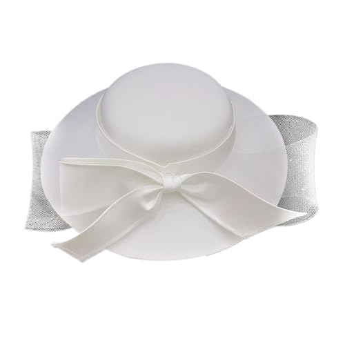 Chapeau de mariée d'inspiration victorienne avec grand ruban réglable blanc et noir pour mariage, chapeau de mariée tendance avec nœud surdimensionné,...