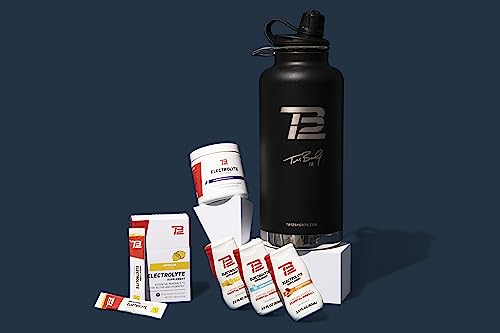 Tb12 64 Oz Insulated Stainless Steel Water Bottle - Wide Mouth, Chug Cap, Leak-Proof, Bpa-Free, Durable, Hydration On-The-Go, Gym, Outdoors, Sports, Camping, Hiking. Engraved With Tom Brady Signature #TOP5