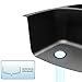 LQS 32 Inch Undermount Black Kitchen Sink, Black Oval Kitchen Sink Round Corner, 50/50 Double Bowl Stainless Steel Kitchen Sinks with Sink Strainers