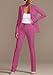 2 Piece Long Sleeve Blazer Pants Set for Women Casual Pants Suits Dressy Solid Office Business Outfits Rose