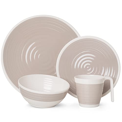 Camping Geschirr Set 1 Person 4-teilig | Melamin | braun I Picknick...