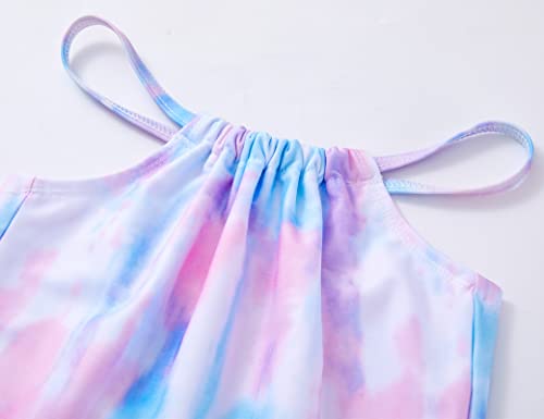 Image of TENVDA Girls Swimsuit 2-Piece Halter Tankini Set Beach Sport Bathing Suit UPF 50+ Swimwear