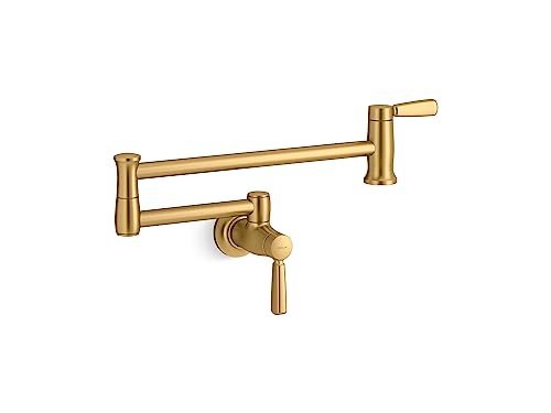 KOHLER 35744-2MB Traditional Style Wall-Mount Pot Filler Kitchen Faucets, Vibrant Brushed Moderne Brass