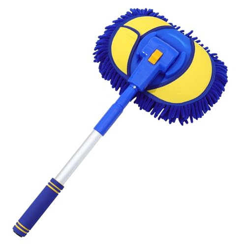 ORFOFE 伸縮式アルミ合製長柄洗車モップ 柔らかいシェニール素材 傷けない設計 水節約可能 車用クリーニングブラシ