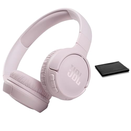 JBL Tune 510BT: Wireless Bluetooth On-Ear Headphones with Purebass Sound – with Cleaning Cloth (Rose, Standard), JBLT510BT-Black-Cloth