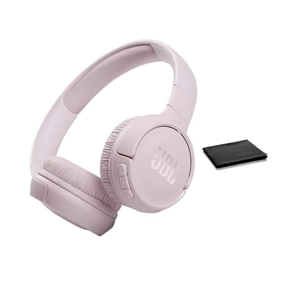 JBL Tune 510BT: Wireless Bluetooth On-Ear Headphones with Purebass Sound – with Cleaning Cloth (Rose, Standard), JBLT510BT-Black-Cloth