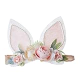 GEZISAN Bunny Headband Ear Easter Baby Girls Flower Crown Spring Bunny Headbands Newborn Nylon Headbands