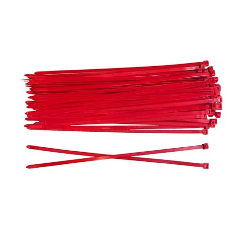 Kabelbinder-Shop Bridas de 4,8 x 290 mm, rojo, 100 unidades, estables y versátiles para interiores y exteriores, organización fiable de cables para instalaciones eléctricas y artesanía