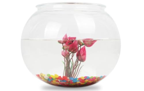 Damika 金魚鉢 丸型プラスチック透明アクリル 観葉植物に最適 室内装飾 容器 テーブル 水耕栽培 大容量 おしゃれ 室内装飾 花瓶 透明フラワーベース (35cm水槽 + 造園)