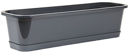 Wamat Blumenkasten + Untersetzer Blumentopf Balkonkasten 4 Größen 8 Farben Neu ! (80 cm, grau)