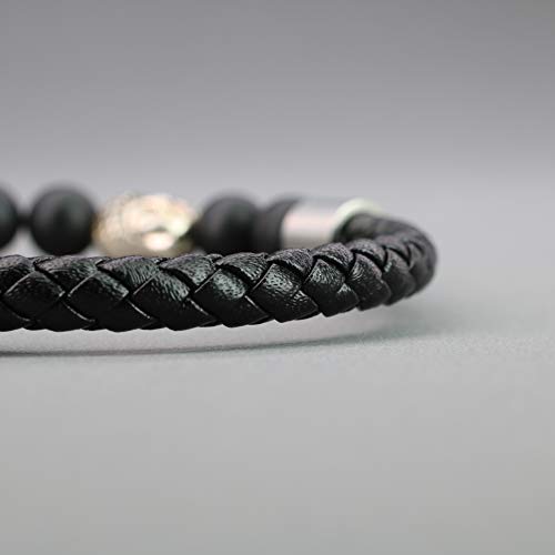 COAI Bracciale Uomo in Pelle Intrecciata con Perle...