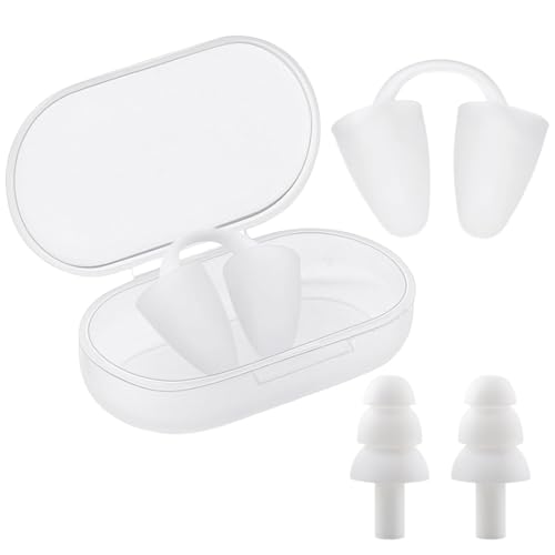 2 Pcs Nasenstöpsel Schwimmen, Ohrstöpsel Schwimmen, Unsichtbarer Nasenklammer, Silikon Nasenstöpsel Zum Schwimmen, Bequeme Nasenschutz Schwimmen, für Erwachsene Tauchen Training Wassersport