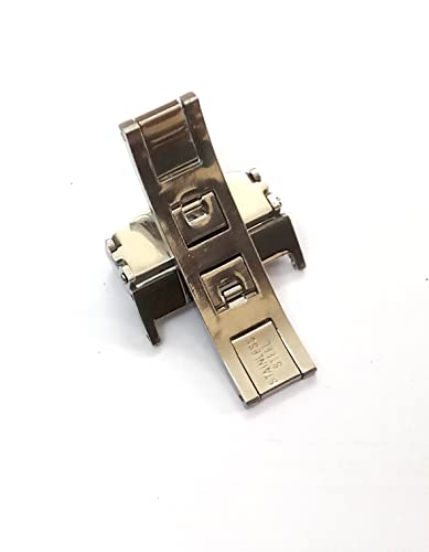 Image of 14mm 16mm 18mm 20mm 22mm Butterfly Push Type Stainless Steel Silver Rose Golden Black Deployment Buckle Clasp Fits Leather Rubber Watch Band Strap