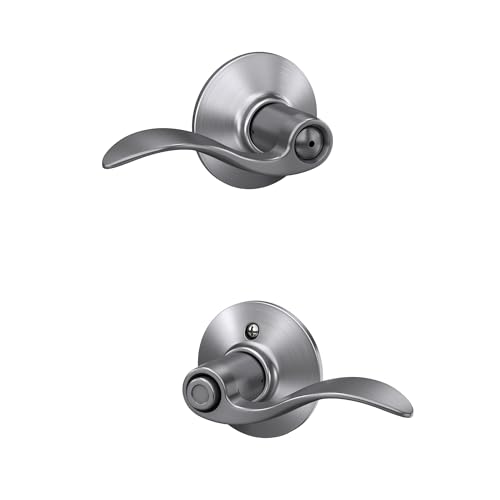 Image of Schlage F40 ACC 626 Accent Door Lever, Bed & Bath Privacy Lock, Satin Chrome