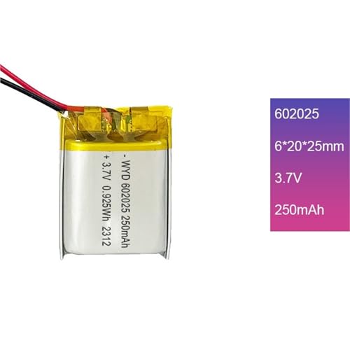 Batería 602025 250 mAh alta densidad y corriente estable de 3,7V en formato plano 2