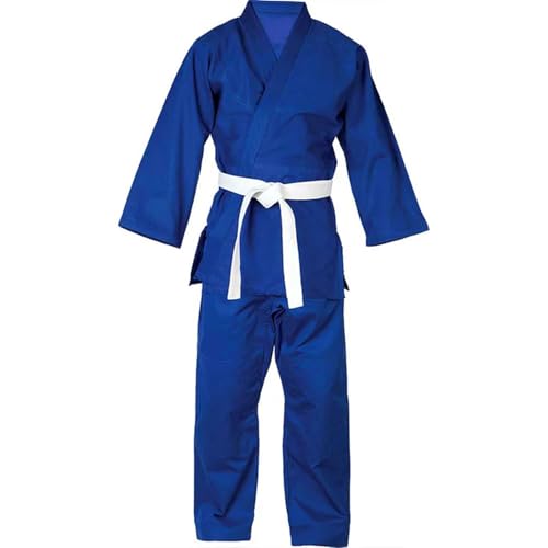 AMENGJ Uniforme con Cinturón Traje de Kimono de Judo, Uniforme de Artes Marciales for Hombres y Mujeres(Blue,155cm)