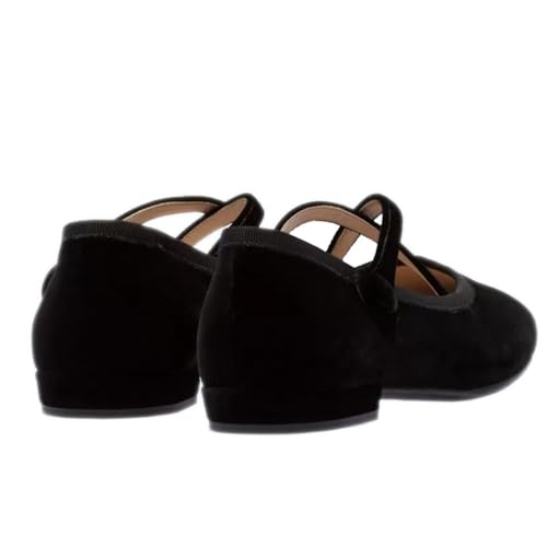 Women's Mary Jane Ballet Flats Shoes,Velvet Comfortable Large Size Flat Dancing Shoes Casual Fashion Cross Straps Low Heels Round Toe Soft Party Holiday Espadrille4