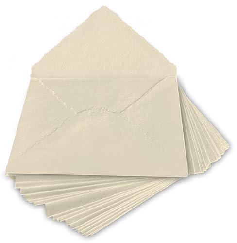 Wanderings   Sobres Crema/Marfil Hechos A Mano Con Borde Estriado   6,25x9,25