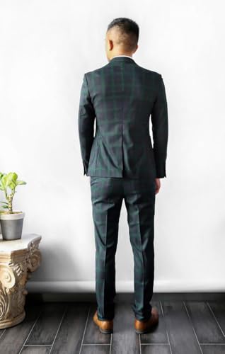 Men's Two Pieces Plaid Suit Casual Notch Lapel Two Buttons Tuxedo Jacket and Pants2