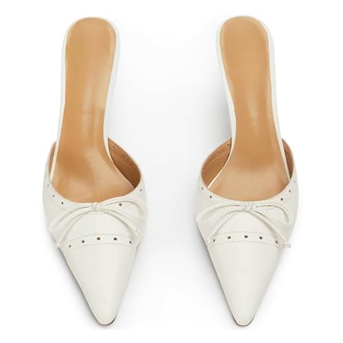 Kitten Heels for Women Dressy Pointed Toe Bow Heeled Sandals Vintage Mules Sexy Stiletto Heel Casual Pumps4