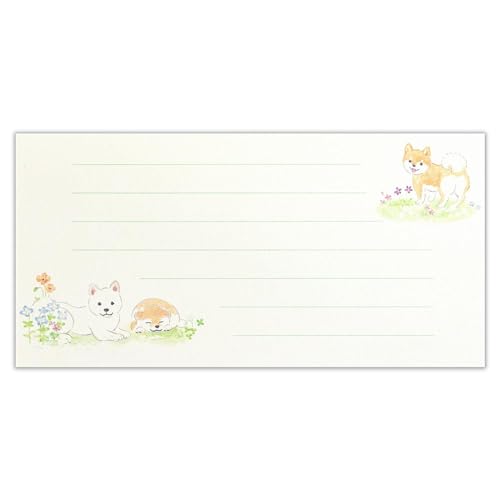 エヌビー社 一筆箋 わんころび 柴犬 | 4柄アソート 16枚入 横書き 和紙 奉書紙