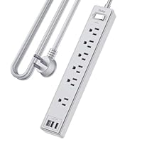 10Ft Power Strip Surge Protector - Yintar Extension Cord with 6 AC Outlets and 3 USB Ports for Home, Office, Dorm Essentials, 1680 Joules, ETL Listed, Grey