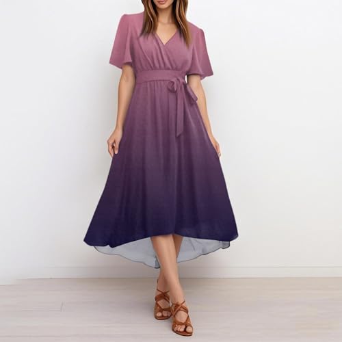 Spring Summer Chiffon Midi Dresses for Women 2025 Elegant Classy Wedding Guest Floral Formal Cocktail Prom Dress