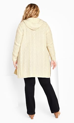 Image of AVEOLOGY Women's Plus Size Camilla Cable Knit Hooded Cardigan