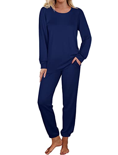 Image of Aloodor Sweatsuit for Women 2 Piece Outfits for Womens Crewneck Sweatshirts Pullover