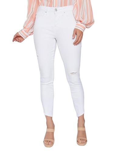 Royalty For Me Womens Women's Curvy Fit High Rise Frayed Slanted Ankle Sustainable Jean