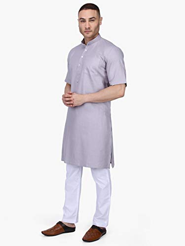 Image of Rajubhai Hargovindas Men's Premium Cotton Half Sleeve Solid Kurta