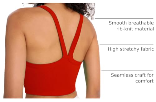Image of Tank Tops for Women Scoop Neck Crop Tops Athletic Workout Tops Cute Seamless Cami Ribbed Tank Top