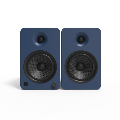 Image of Kanto YU6 Powered Speakers with Bluetooth and Built-in Phono Preamp | 200W Peak Power | 1 inch Silk Dome Tweeter and 5.25 inch Kevlar Driver | Auto Standby and Startup | Remote Included | Pair | Matte Blue