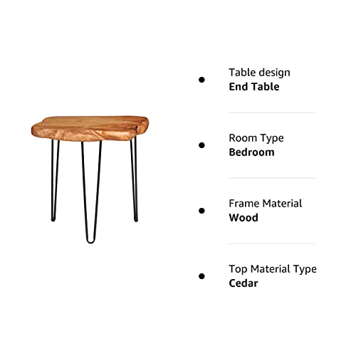 Nxn-Home Natural Edge Side Table, Live Edge End Table With 3 Hairpin Legs, Nightstand Plant Stand For Bedroom And Living Room(19" L X 16" W X 20" H) #TOP7