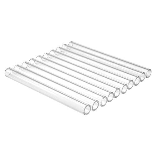 10 Pcs Glass Tubes of 5 Inches, PQAPGT Transparent Borosilicate 12mm OD 2mm Thickness Wall Industrial Glass Tubing for Making Art Craft
