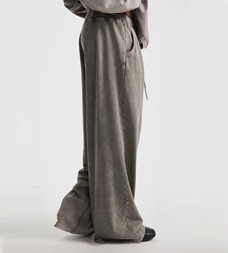 Image of Colorful world Mens Sweatpants Acid Washed Elastic Waist Drawstring Sweat Pants Cotton Baggy Streetwear Pant with Pockets