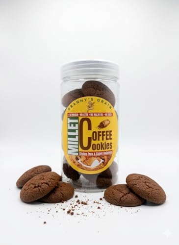 Image of GRANNY'S GRAIN Millet Coffee, Cheese, Chocolate & Sesame Jaggery Cookies Combo | Maida Free | Palm Oil Free | No Eggs | No Atta | Grain Based Baked Snack Assortment | Pack of 4 Jars | 100 gm Each |