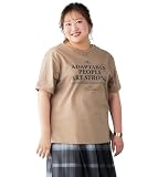 [ニッセン] Tシャツ・カットソー レディース 大きいサイズ 肌触りが気持ち良い綿１００％プリントＴシャツ（接触冷感・UVカット） ポップロゴ・モカベージュ LL